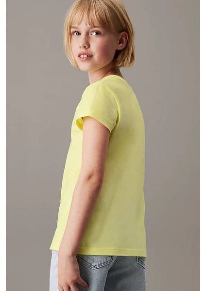Kız Çocuk Ck Micro Monogram Logo T-Shirt - Sarı fiyatları