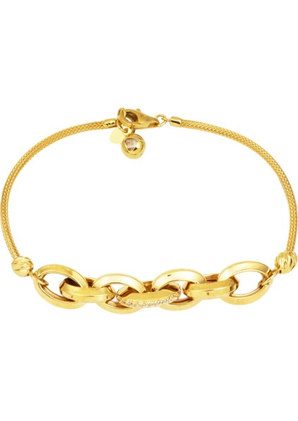Kazaziye Zincirli 14 Ayar Altın Künye Bileklik