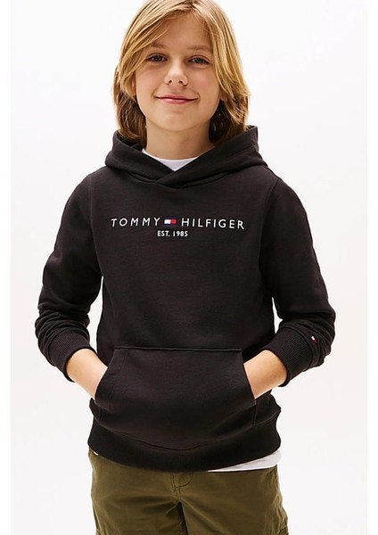 Unisex Çocuk Th Essential Hoodie Kapüşonlu Sweatshirt - Siyah