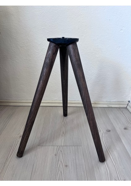 41 cm Koyu Meşe Ahşap Sehpa Ayağı | Konik Tasarım | Montaj Aparat ve Vidaları Dahil