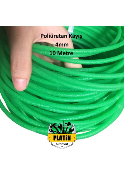 Yuvarlak Poliüretan Açik Uçlu Kayis 4mm Yeşil 10 Metre