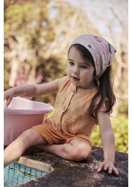 Organik Cepli Tulum 0-3 Yaş Pastel Sarı