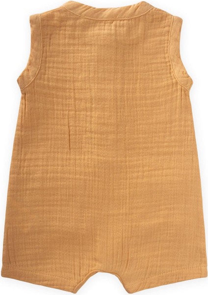 Organik Cepli Tulum 0-3 Yaş Pastel Sarı