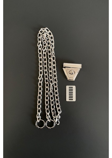 Metal Halkalı Zincir Seti 110 cm Gümüş