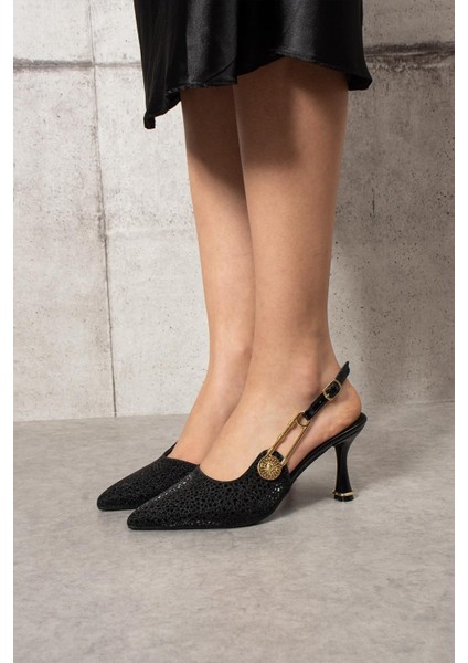 Basia Kadın Topuklu Yandan Tokalı Stiletto Simli Siyah fiyatları