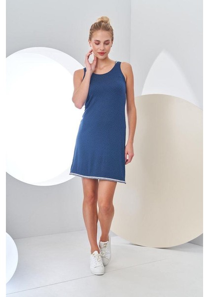 24197 Kadın Puantiyeli Askılı Elbise modelleri