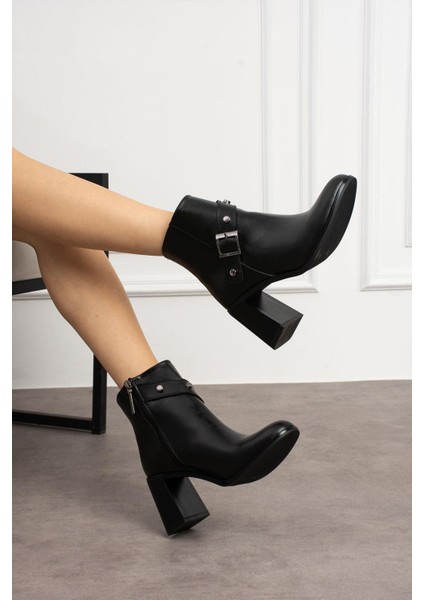 Herra Kadın Bot Fermuarlı Tokalı Siyah Deri fiyatları