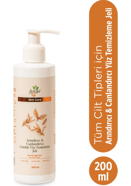 Çay Ağacı Yağı, Yeşil Çay ve Aloe Vera Arındırıcı ve Canlandırıcı Günlük Yüz Temizleme Jeli 200 ml