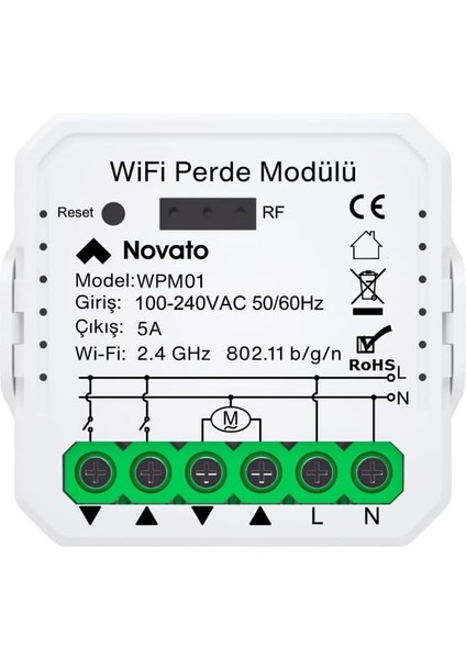 Mini Wifi Akıllı Perde Panjur Kontrol Rölesi (Tuya, Smart Life, Google Home, Amazon Alexa, Home Assistant Destekli) Yüzdesel Kontrol ve Kalibrasyon Özellikli