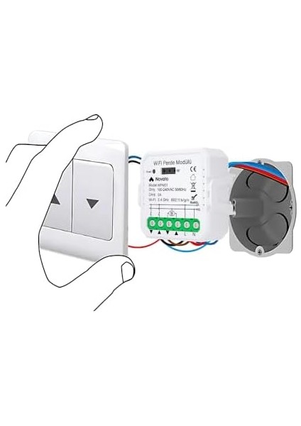 Mini Wifi Akıllı Perde Panjur Kontrol Rölesi (Tuya, Smart Life, Google Home, Amazon Alexa, Home Assistant Destekli) Yüzdesel Kontrol ve Kalibrasyon Özellikli