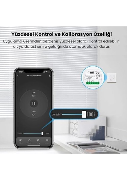 Mini Wifi Akıllı Perde Panjur Kontrol Rölesi (Tuya, Smart Life, Google Home, Amazon Alexa, Home Assistant Destekli) Yüzdesel Kontrol ve Kalibrasyon Özellikli