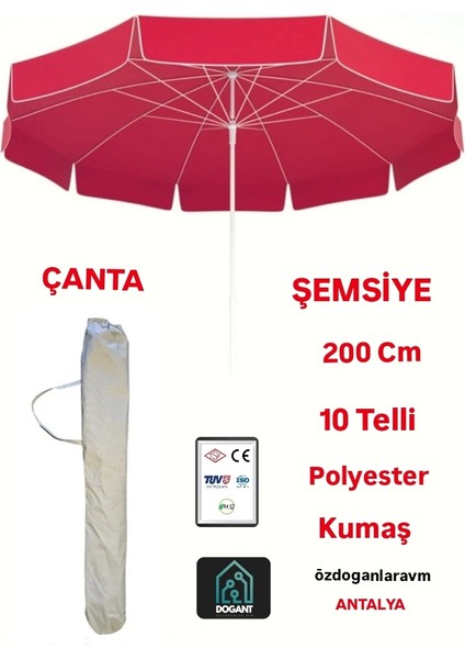 Mega 2 Metre Kırmızı Plaj Bahçe Balkon Kamp Güneş Şemsiyesi ve Çantalı