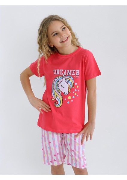 Kız Çocuk Kısa Kollu Kapri %100 Pamuklu Pijama Takımı Dreamer Girl modelleri