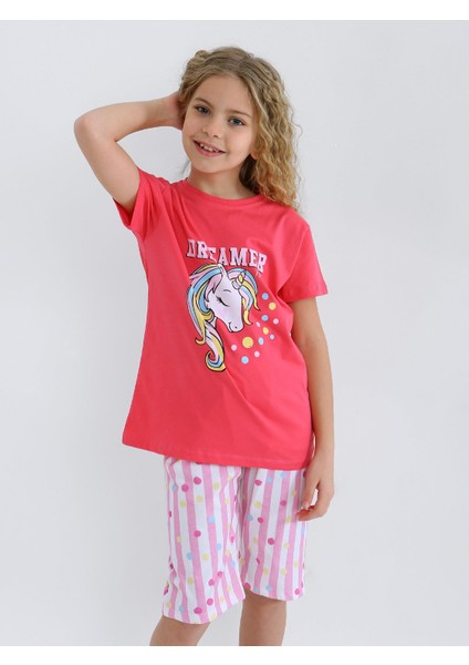 Kız Çocuk Kısa Kollu Kapri %100 Pamuklu Pijama Takımı Dreamer Girl indirimleri