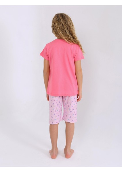Kız Çocuk Kısa Kollu Kapri %100 Pamuklu Pijama Takımı More Fun