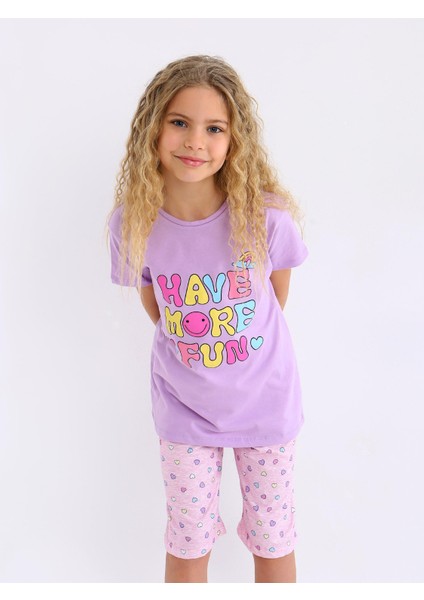 Kız Çocuk Kısa Kollu Kapri %100 Pamuklu Pijama Takımı More Fun fiyatları