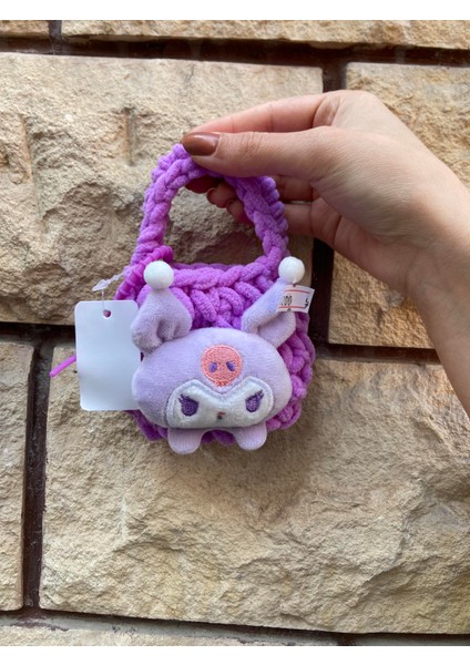 Sanrio Kuromi Tasarımlı Örgü Cüzdan Peluş Anahtarlık