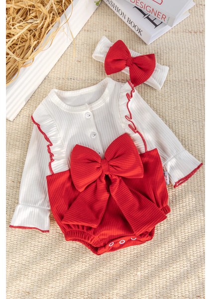 Fiyonklu Bandanalı Kız Bebek Elbise Bebek Tulum
