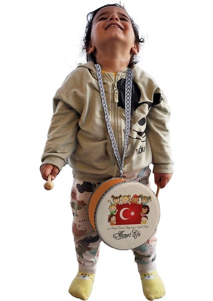 Bayraklı_çocuklu , Turuncu , Gerçek Deri Çocuk Davulu modelleri