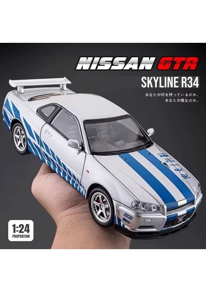 Nissan Skyline Gtr R34 Fast And Furious 1:24 Diecast Metal Model Araba Koleksiyon Sesli Işıklı modelleri