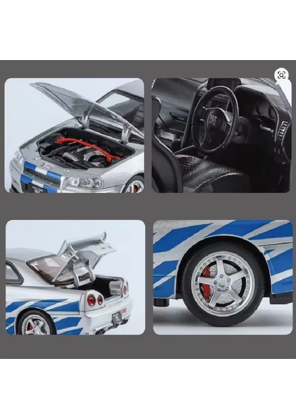 Nissan Skyline Gtr R34 Fast And Furious 1:24 Diecast Metal Model Araba Koleksiyon Sesli Işıklı indirimleri