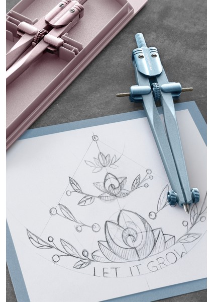 Hızlı Ayarlanabilir Pergel Set, Rose & Buz Mavisi Renk, 340 mm Çap (Karma Renk 1 Adet) modelleri