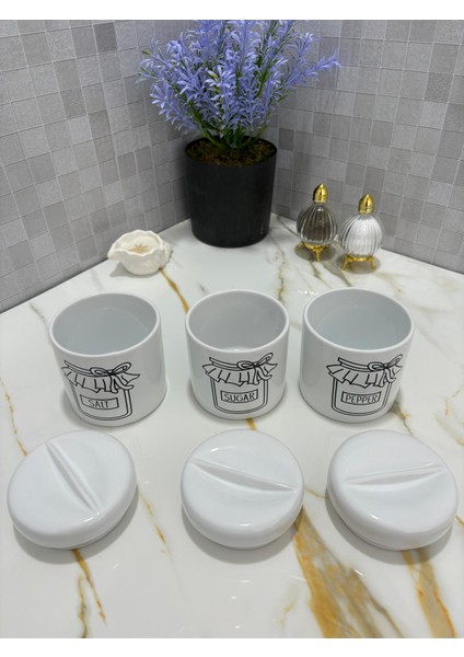 Kapaklı Baharat Seti - Çay, Şeker, Kahve,tuz, Biber