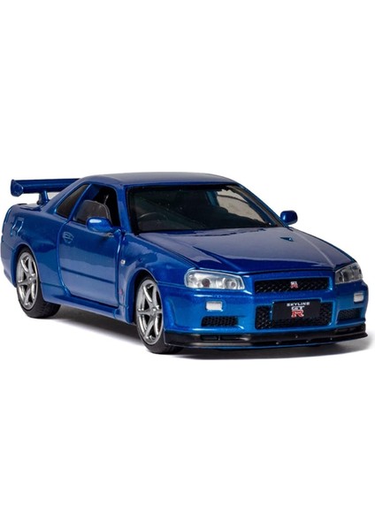 Nissan Skyline Gtr R34 Fast And Furious 1:24 Mavi Diecast Metal Araba Koleksiyon Sesli Işıklı