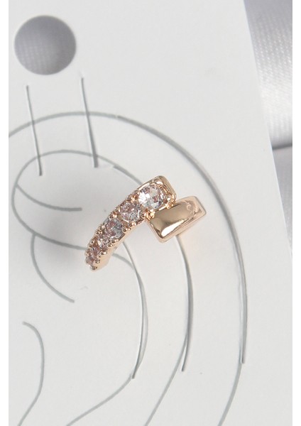 Pirinç Gold Renk Zirkon Taşlı Kadın Kıkırdak Küpe - TJ-BKP10574