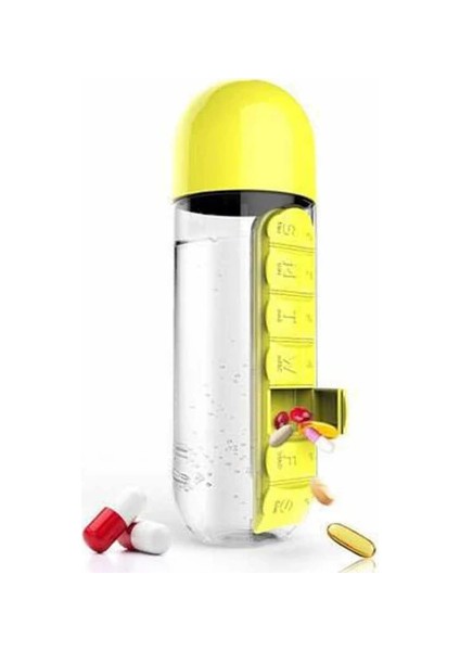 600 ml Pillbox Su Matarası Sarı