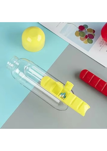 600 ml Pillbox Su Matarası Sarı