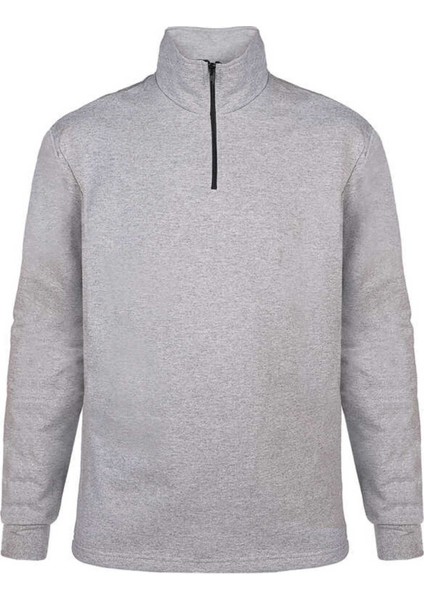 Balıkçı yaka 2 iplik içi polarlı şardonlu sweatshirt Gri