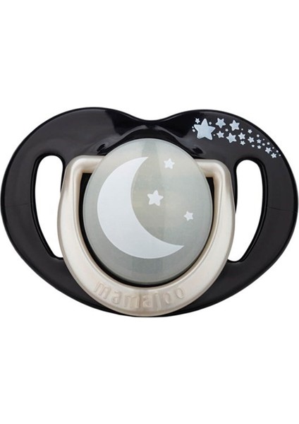 Sterilizasyon & Saklama Kutulu Black & Pearl Desenli Ikili Ortodontik Emzik Gece & Gündüz / 12 Ay+