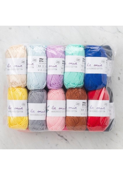 La Mia Mini Mercerized Cotton 20li Paket Renkli El Örgü İpi - 33825 modelleri