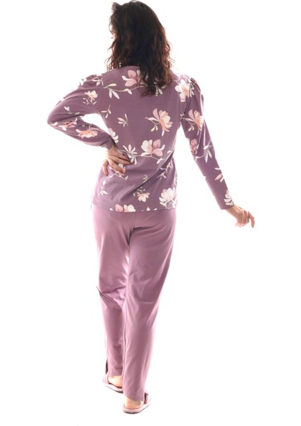 Çiçek Desenli Lila Renk Pijama Takımı fiyatları