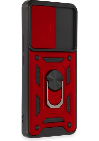 Xiaomi Mi 12T Pro Kılıf Pars Lens Yüzüklü Silikon - Kırmızı Bstmy