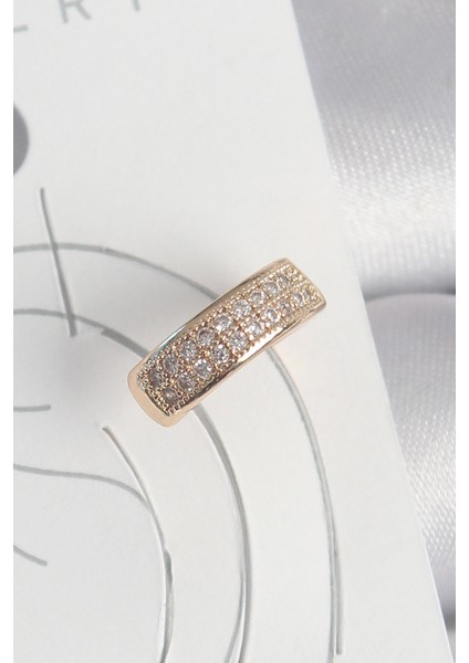 Pirinç Gold Renk Zirkon Taşlı Kadın Kıkırdak Küpe
