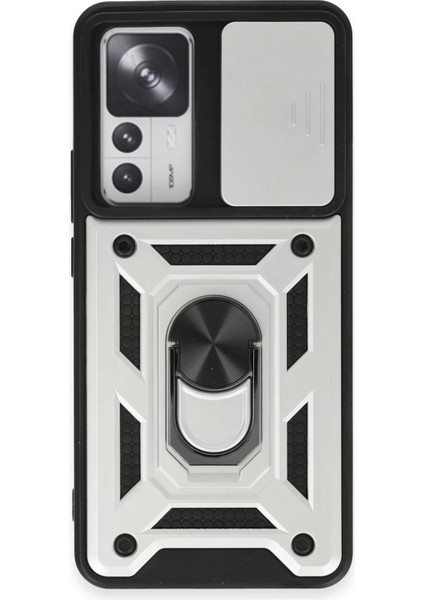 Xiaomi Mi 12T Pro Kılıf Pars Lens Yüzüklü Silikon - Gümüş Bstmy