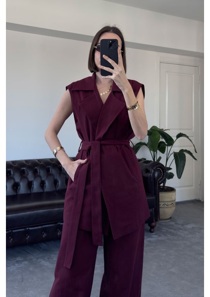 Keten Kuşaklı Takım- Bordo fiyatları