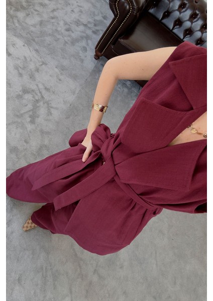 Keten Kuşaklı Takım- Bordo fırsatları