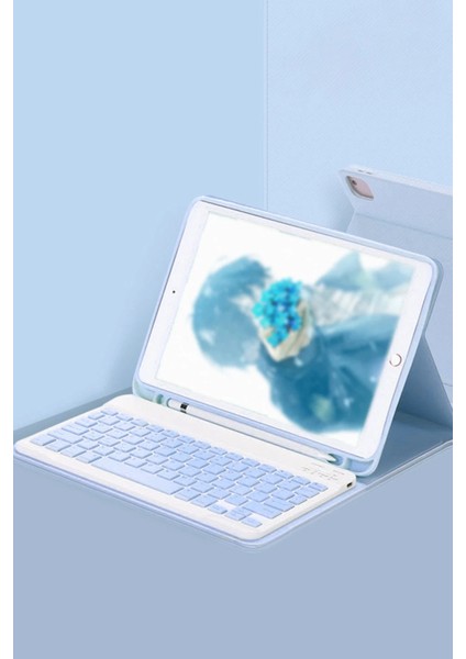 Samsung Galaxy X200 Tab A8 10.5 Kılıf KC01 Smart Klavyeli Tablet Kılıfı - Mavi Bstmy