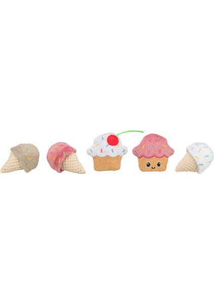 Kedi Oyuncağı, Dondurma ve Kek Şeklinde, Peluş, Kediotlu 7cm Bstmy