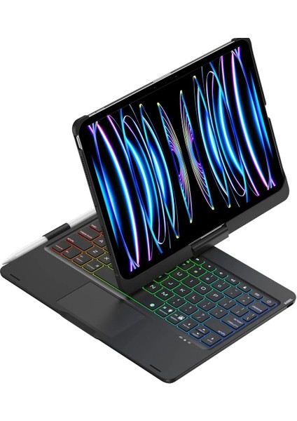 Ipad Pro 11 (2024) F11 Ats Kılıf Magic Dönen Klavyeli Tablet Kılıf - Siyah Bstmy