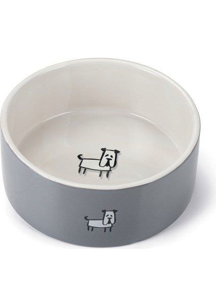 Köpek Mama Su Kabı, Seramik, Beyaz Gri, 21,5cm, 2000ML Bstmy