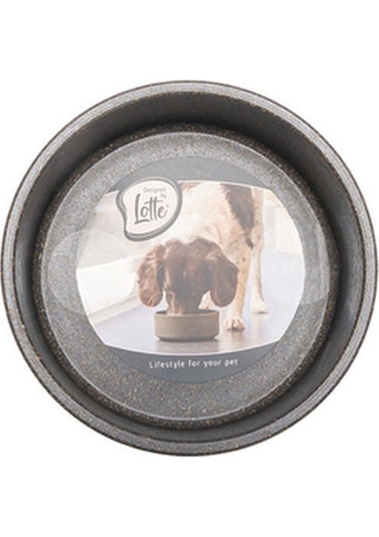 Dbl Köpek Mama Su Kabı, Bambu, Antrasit, 12CM, 300ML Bstmy