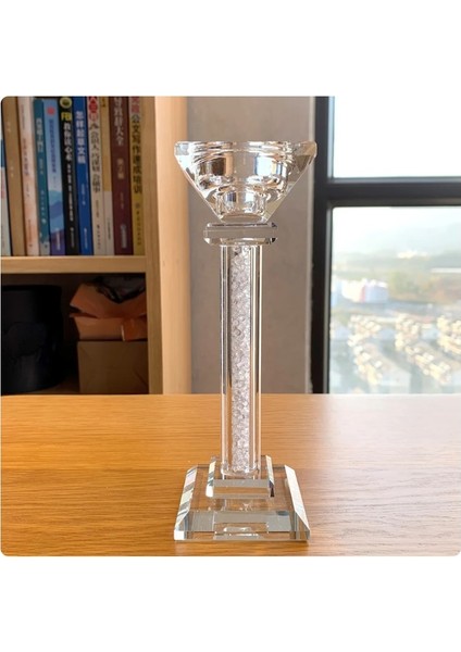 Şeffaf Taşlı Mumluk 30X9CM Yeni Lüks Kristal Görünümlü Heykelcik 1 Adet