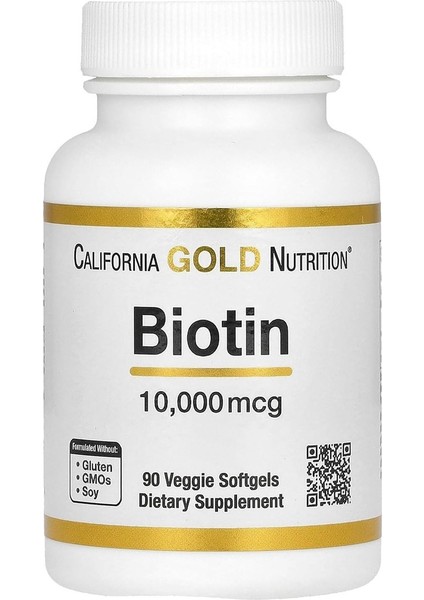 California Gold Nutrition, Biotin, 10,000 Mcg, 90 Softgels- Ithal
