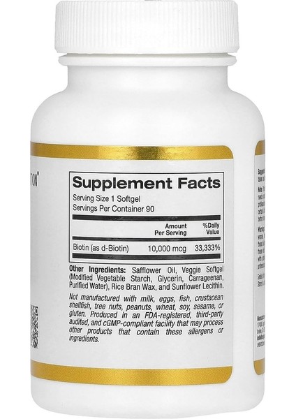 California Gold Nutrition, Biotin, 10,000 Mcg, 90 Softgels- Ithal fiyatları