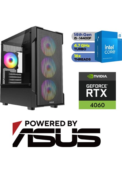 Gaming Ddr5 Asus – Rtx 4060 8gb Asus – Intel I5 14400F – 16GB Ddr 5 Ram – 1 Tb M.2 SSD – Windows 11 Pro