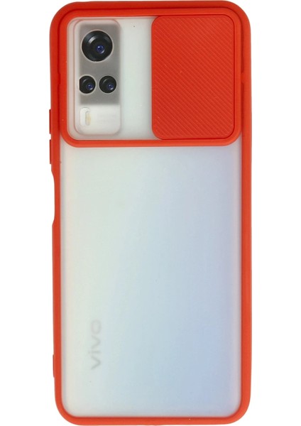 Vivo Y53S Kılıf Palm Buzlu Kamera Sürgülü Silikon - Kırmızı Bstmy